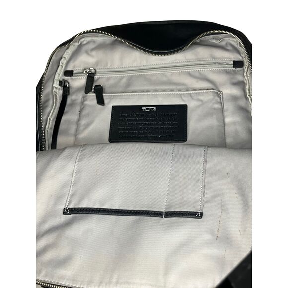 TUMI VAREK Black Leather Backpack - Premium Saffiano Convertible Travel Bag - Picture 7 of 14